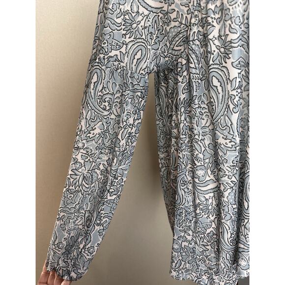 Day Trip BKE BLUE WHITE FLORAL BABYDOLL TUNIC PEASANT TOP BLOUSE Long Sleeve NWT - Picture 4 of 16